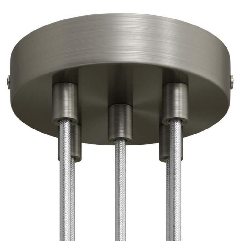 Plafondkap Geborsteld Titanium 5 uitgangen met metalen trekontlaster