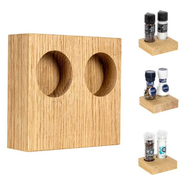 BLOC Solid Peper en Zout Houder Eikenhout