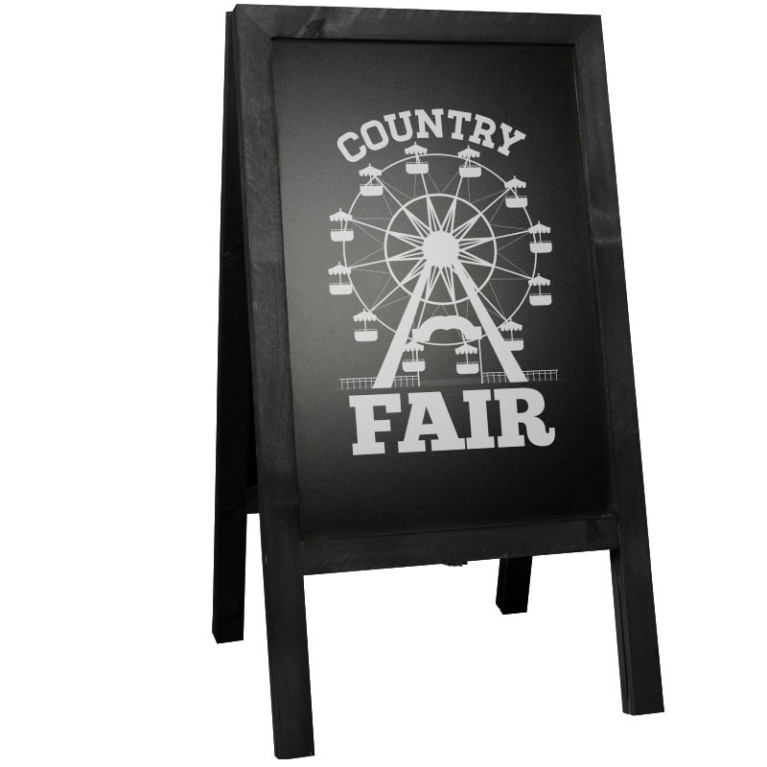 Krijtstoepbord Steigerhout Zwart 46x80 cm