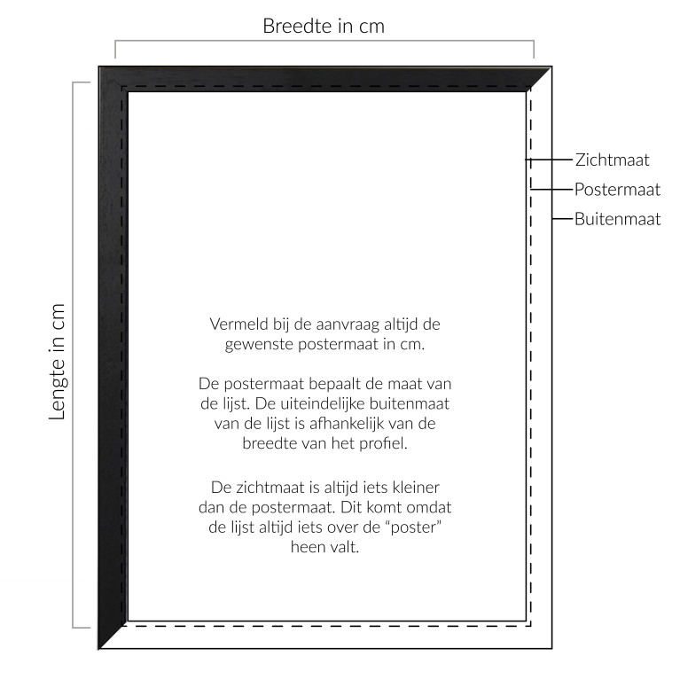 Wissellijst 3D Hout Zwart Breed - Maatwerk 