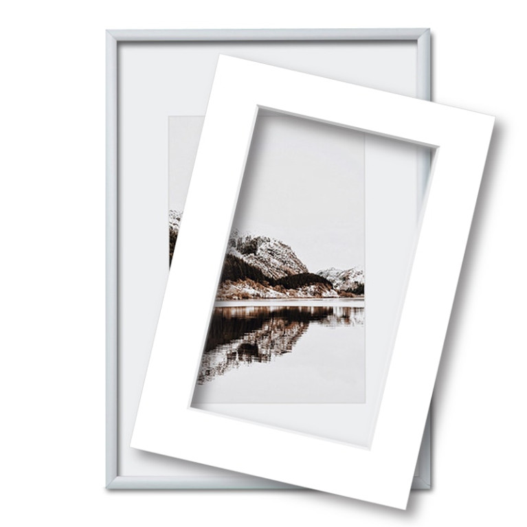 Fotolijst met passe partout 30x40cm zilver