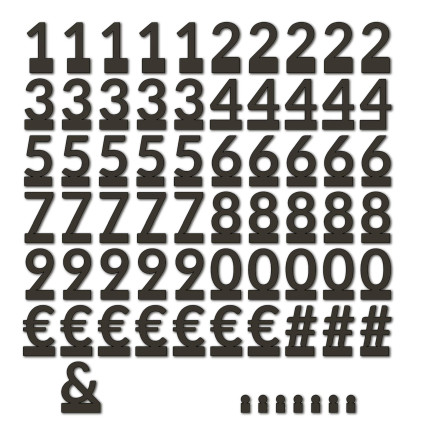 Oacklux Cijfer- en Symbolenset voor Kana Letterhouder Zwart - 71 stuk